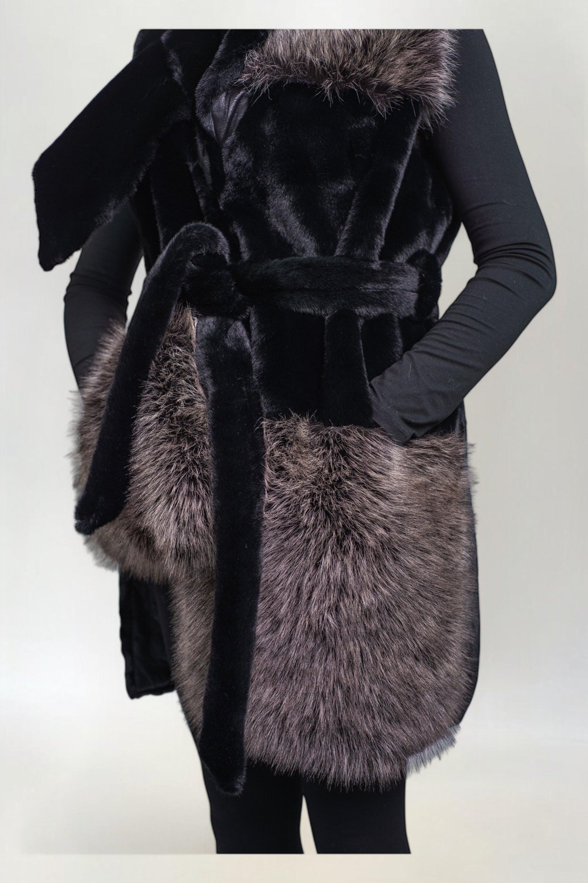 Kamizelka z Futerkiem Czarna