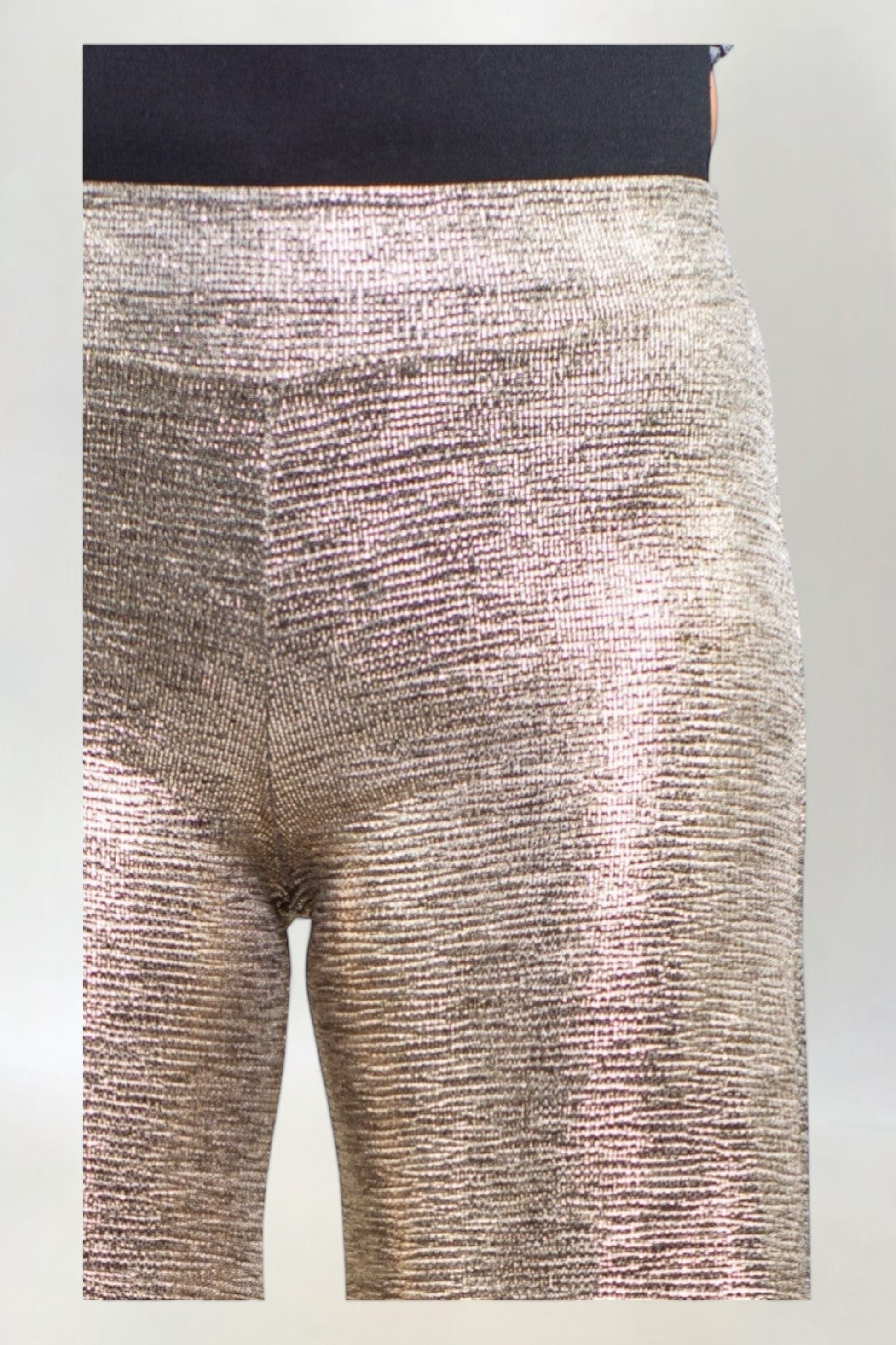 Proste Spodnie Metalizowane w Stylu Disco Złote