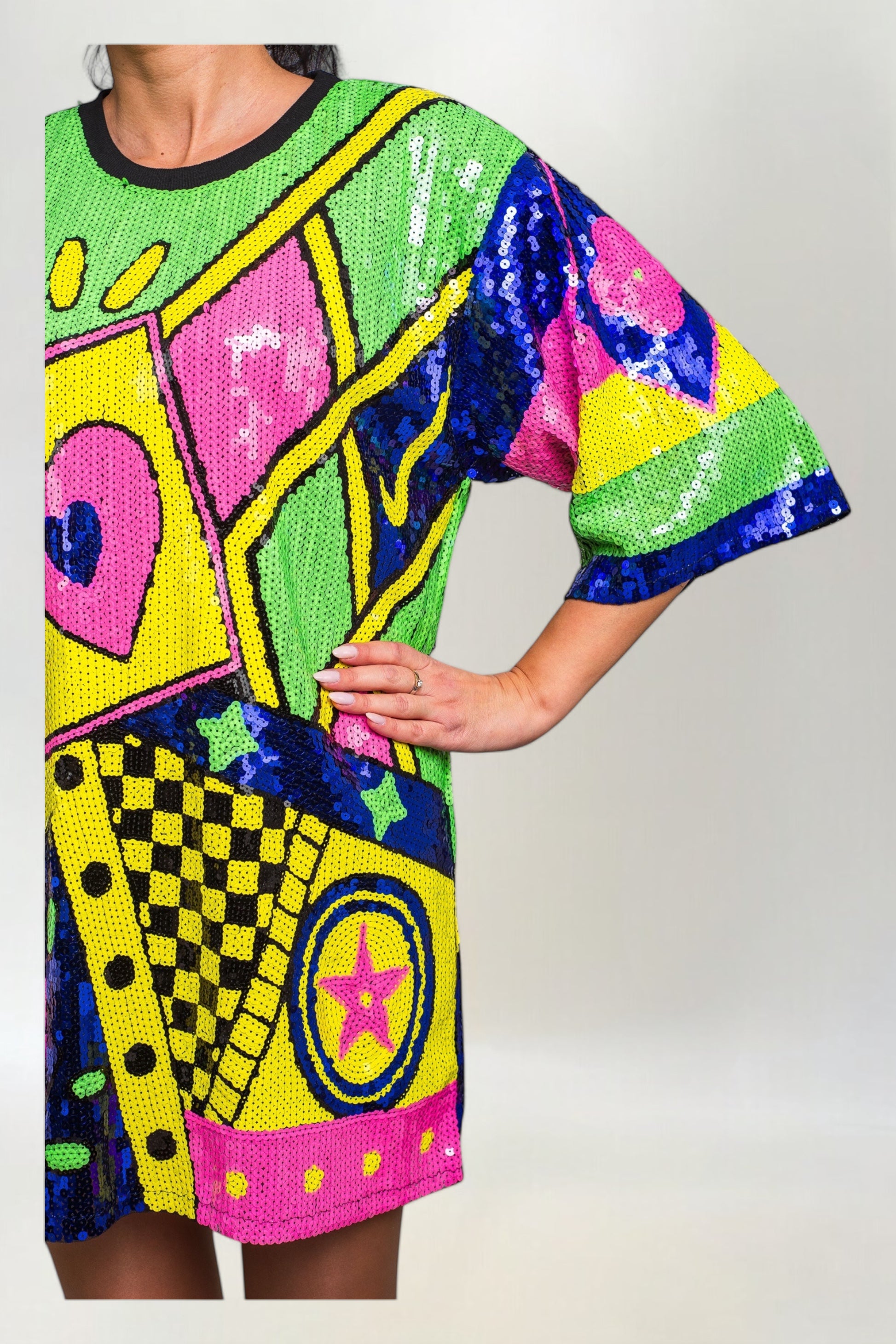 Sukienka Lima z Kolorowymi Cekinami