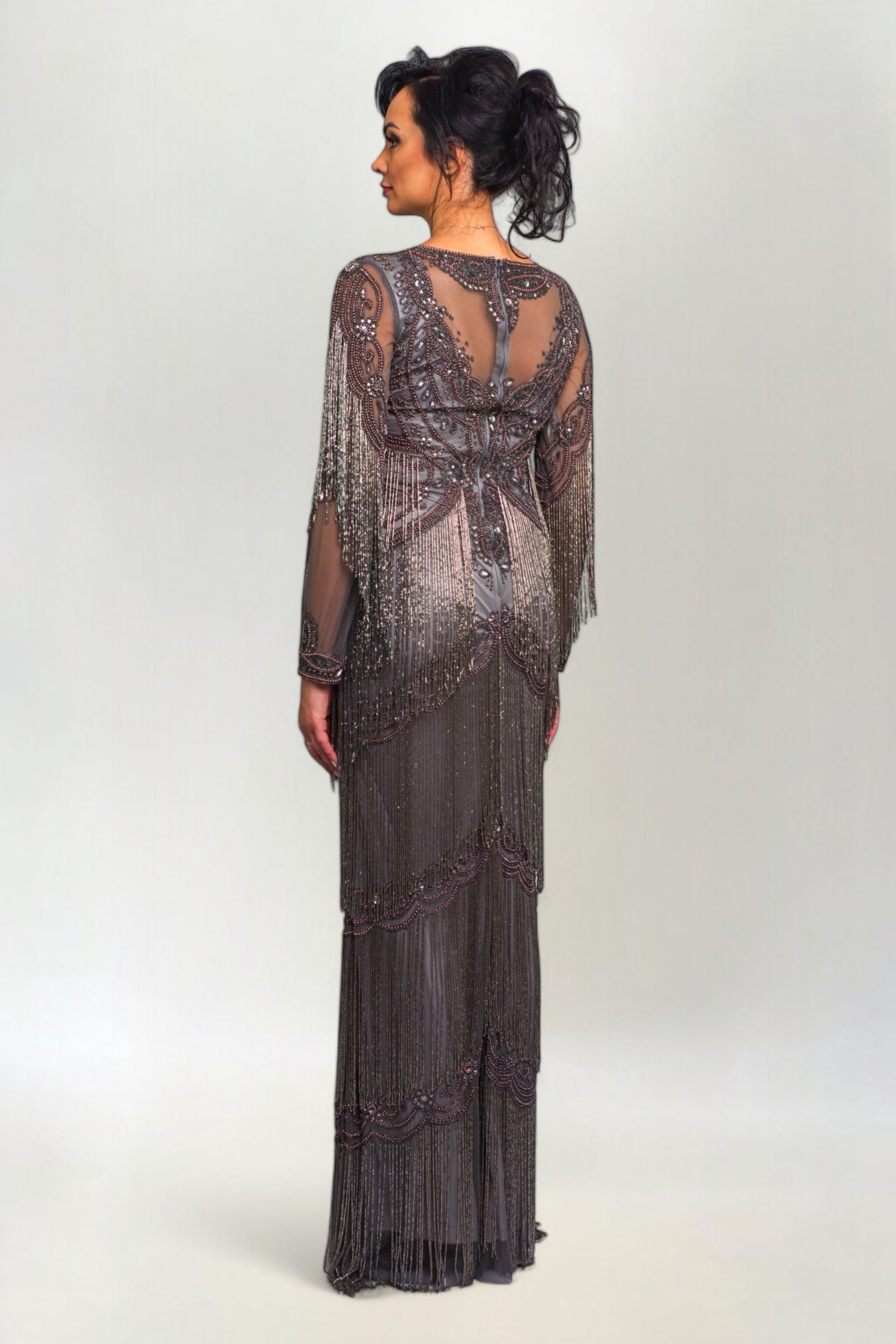 Suknia Wieczorowa Hand Made Bogato Zdobiona Koralikami