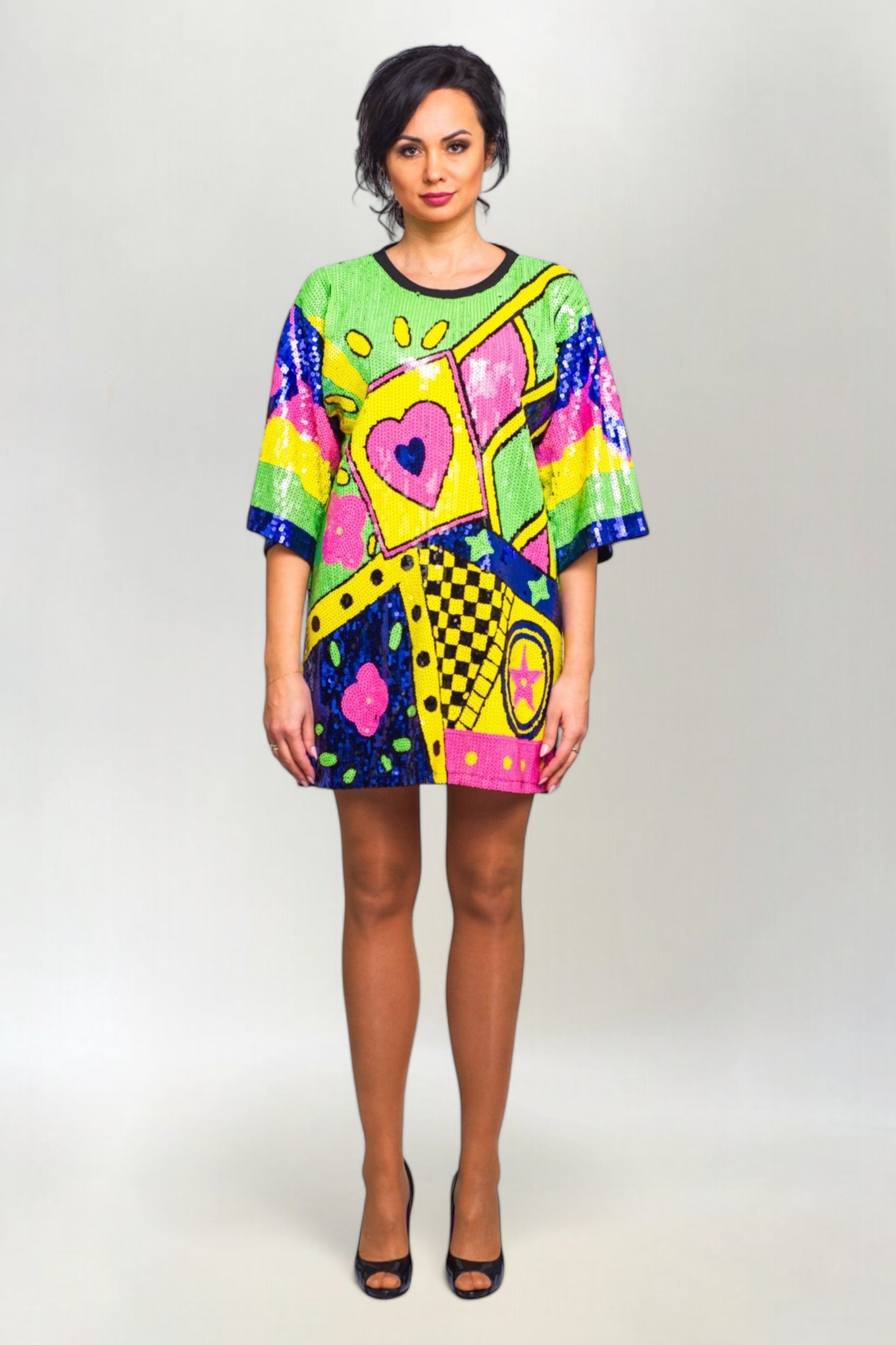 Sukienka Lima z Kolorowymi Cekinami