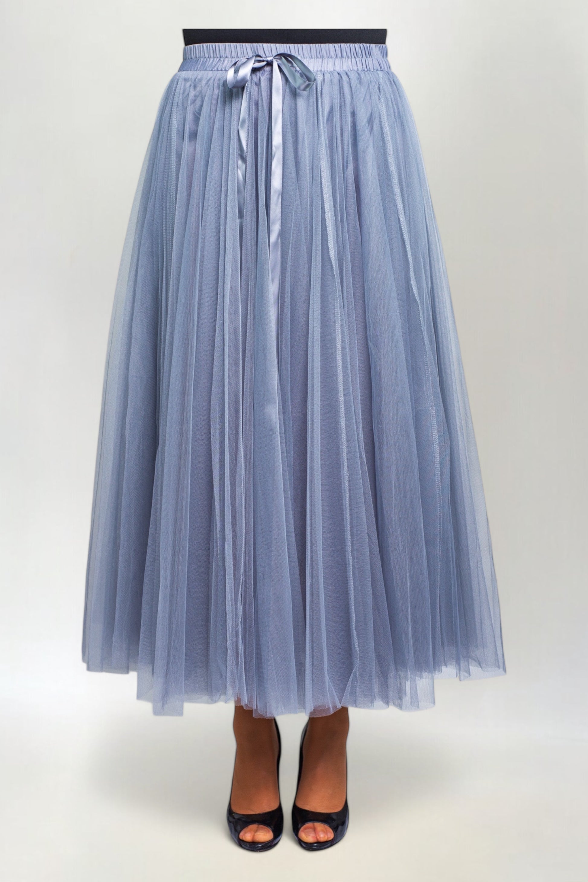 Spódnica Tiulowa Prosta Maxi Szary