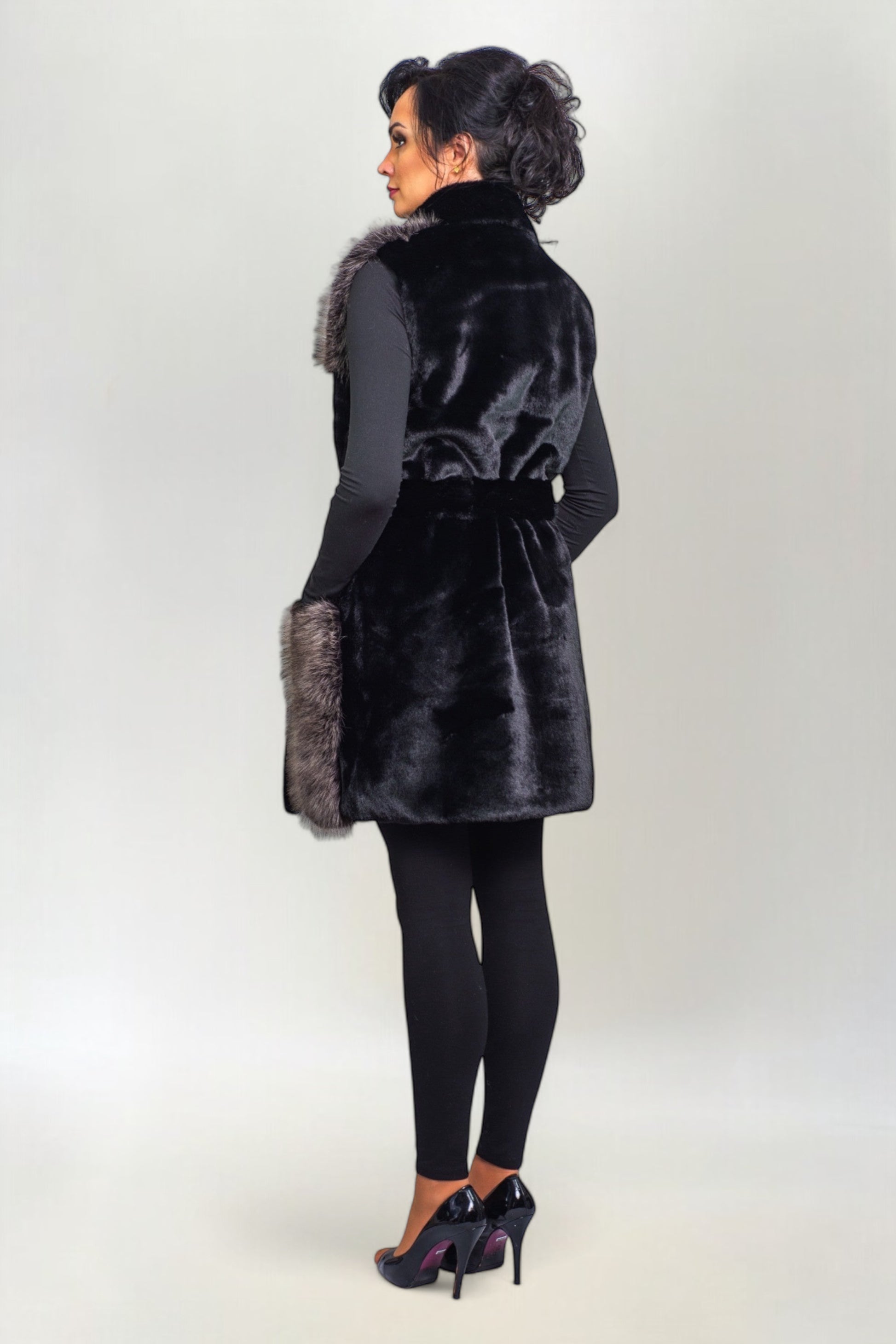 Kamizelka z Futerkiem Czarna