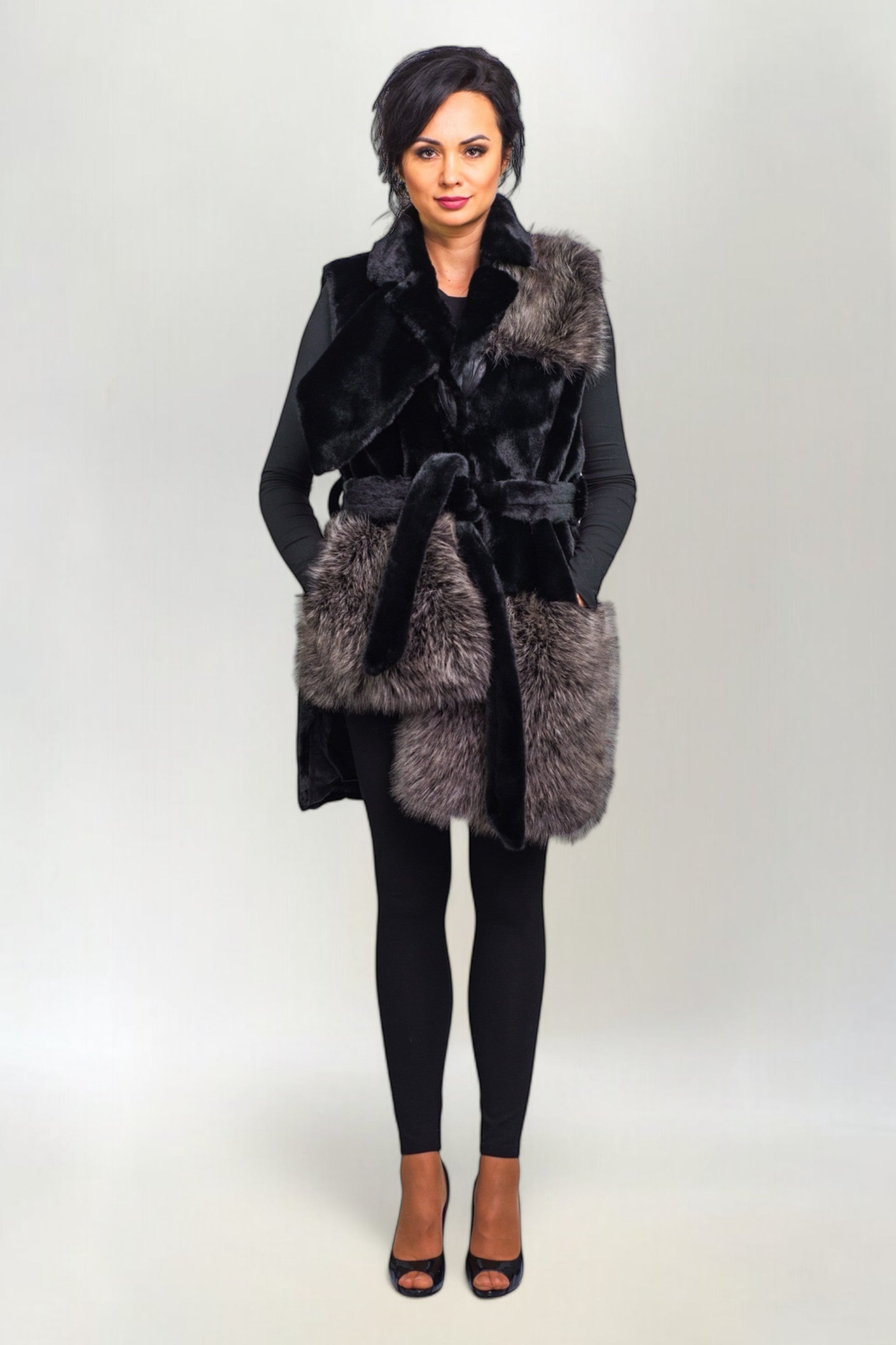 Kamizelka z Futerkiem Czarna