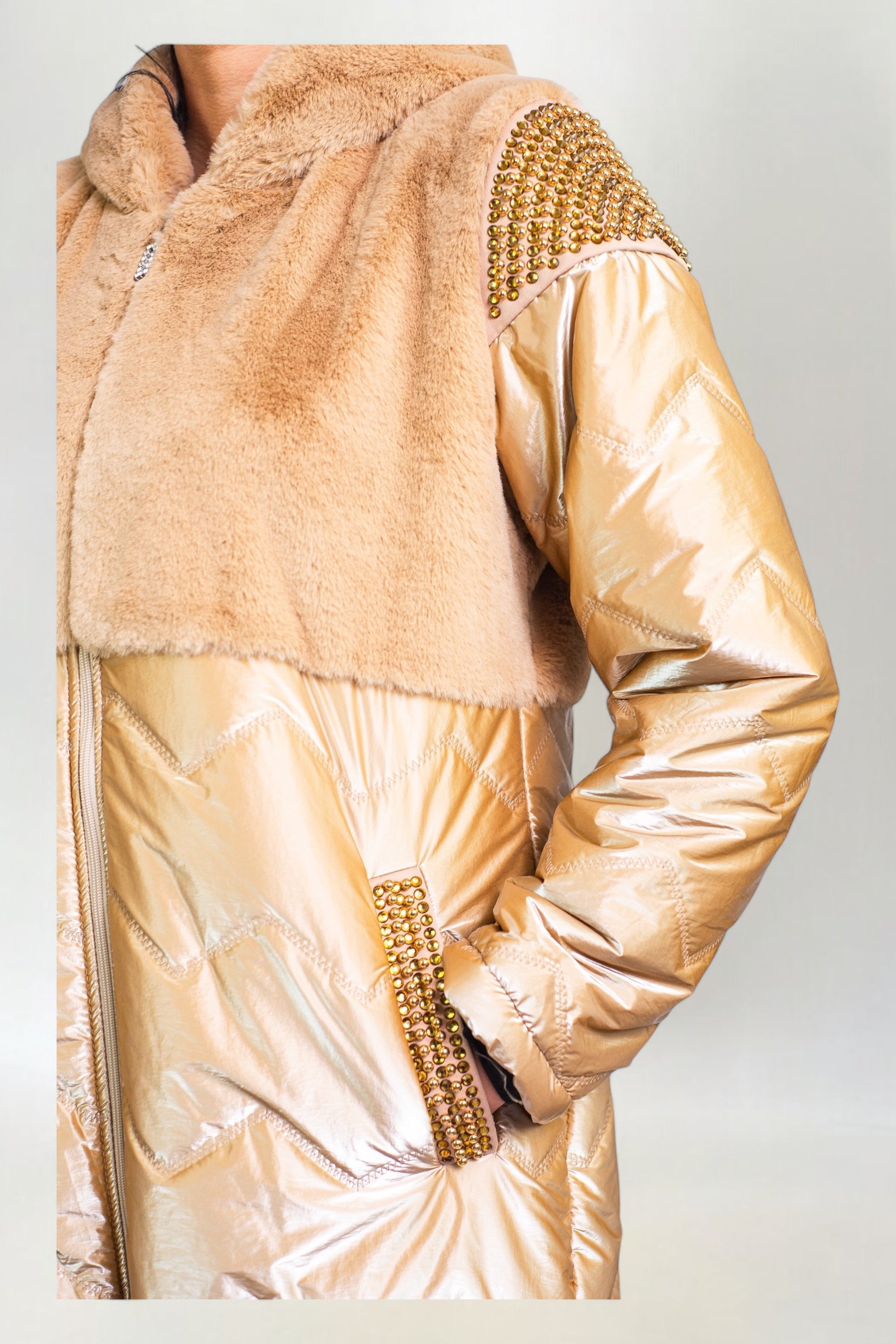 Parka z Futerkiem Złota