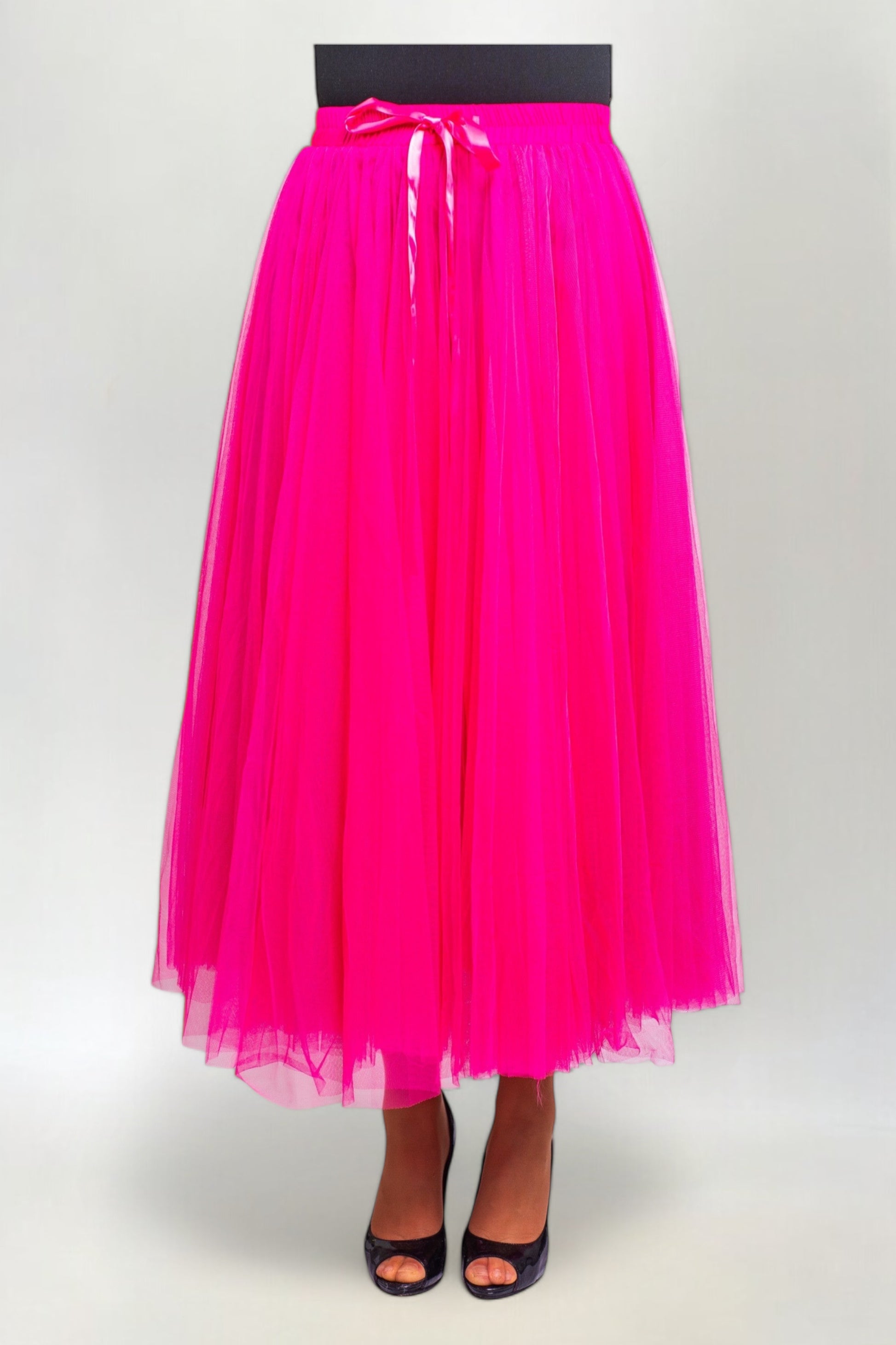 Spódnica Tiulowa Prosta Maxi Fuksja
