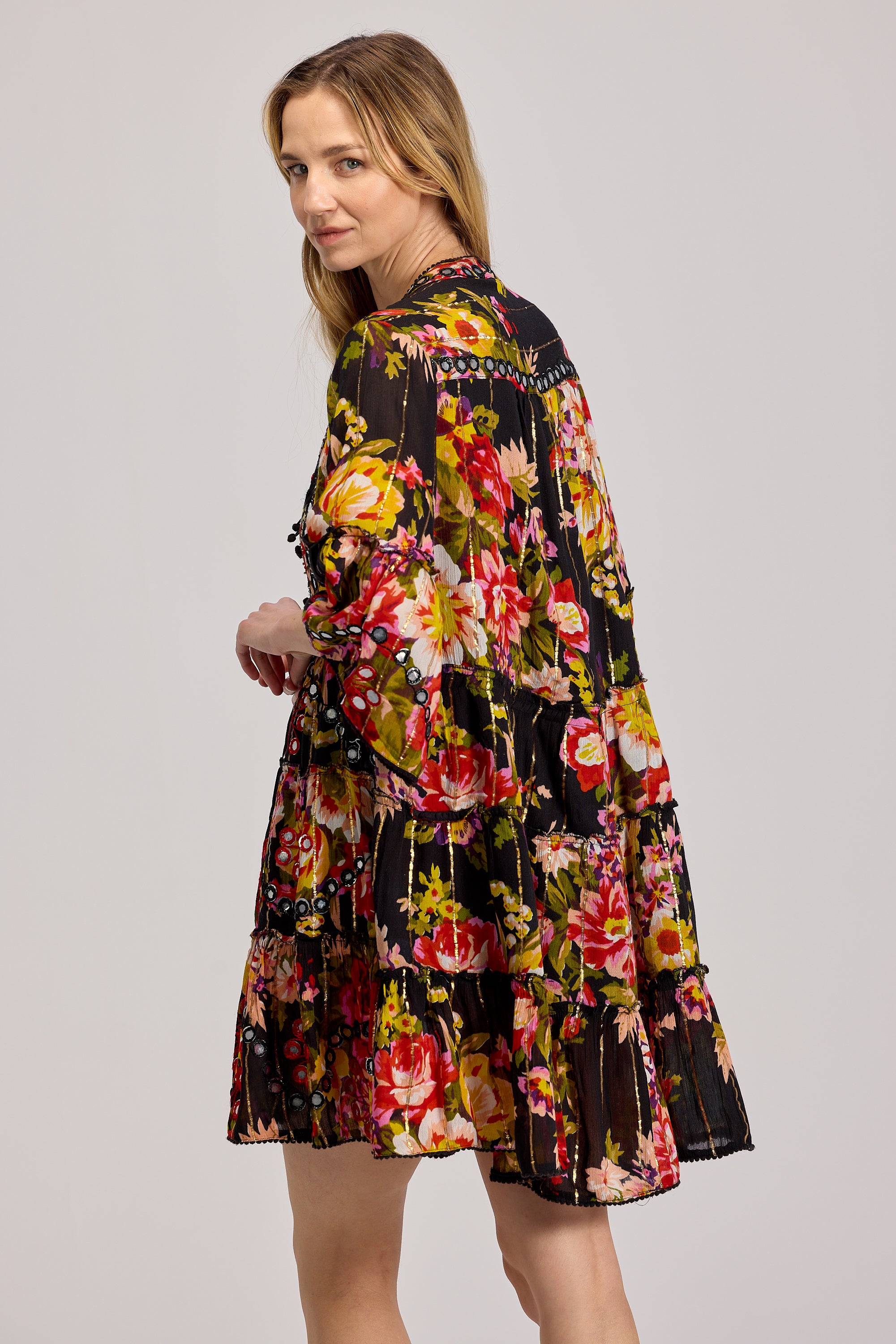 Sukienka Boho Hand Made Zdobiona Cekinami Czarna