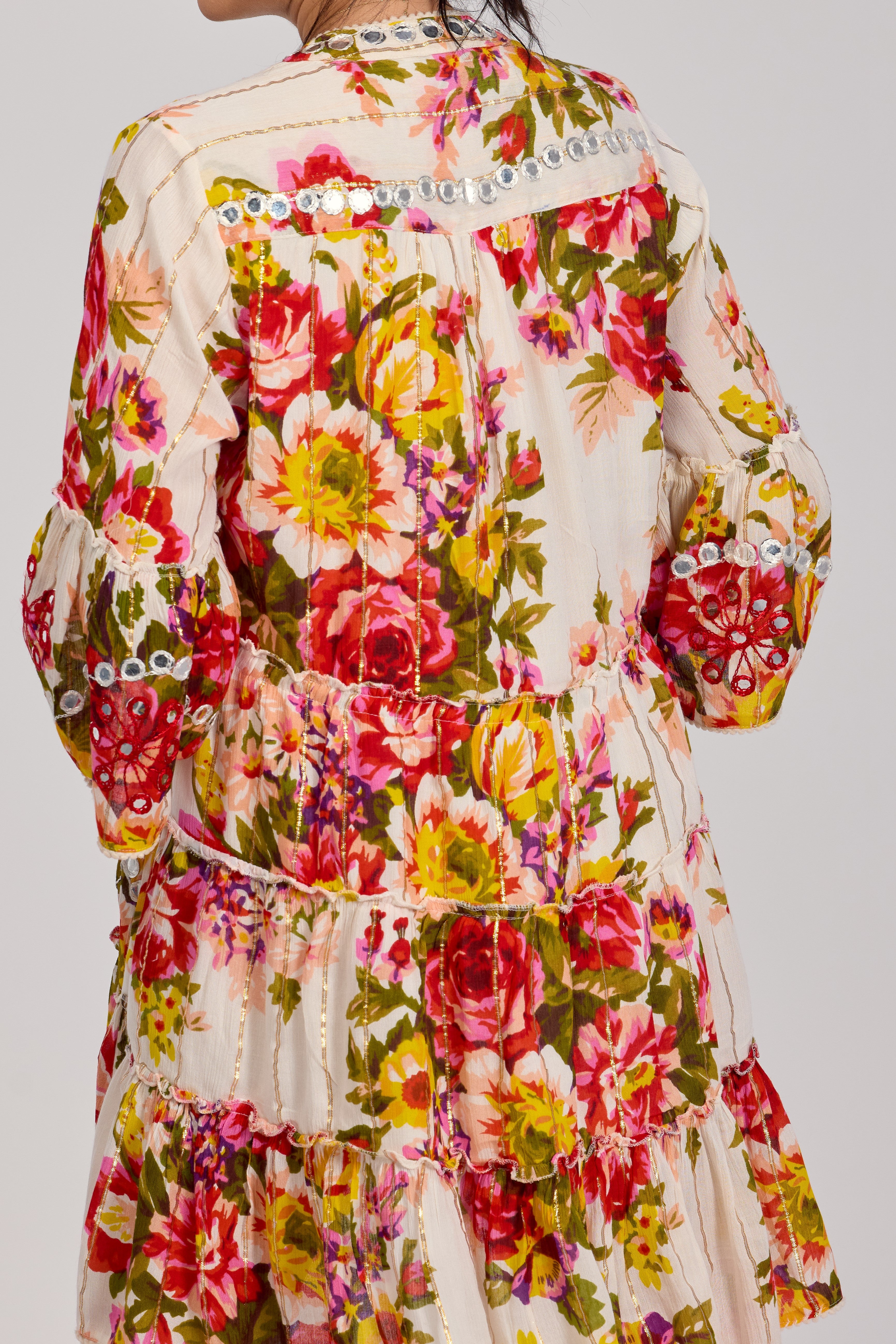 Sukienka Boho Hand Made Zdobiona Cekinami Biała