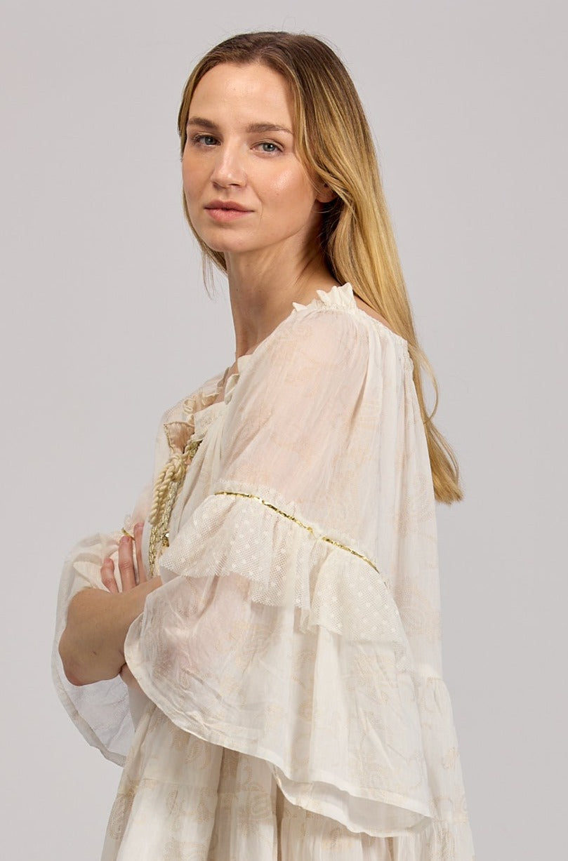 Krótka Sukienka Boho Biała