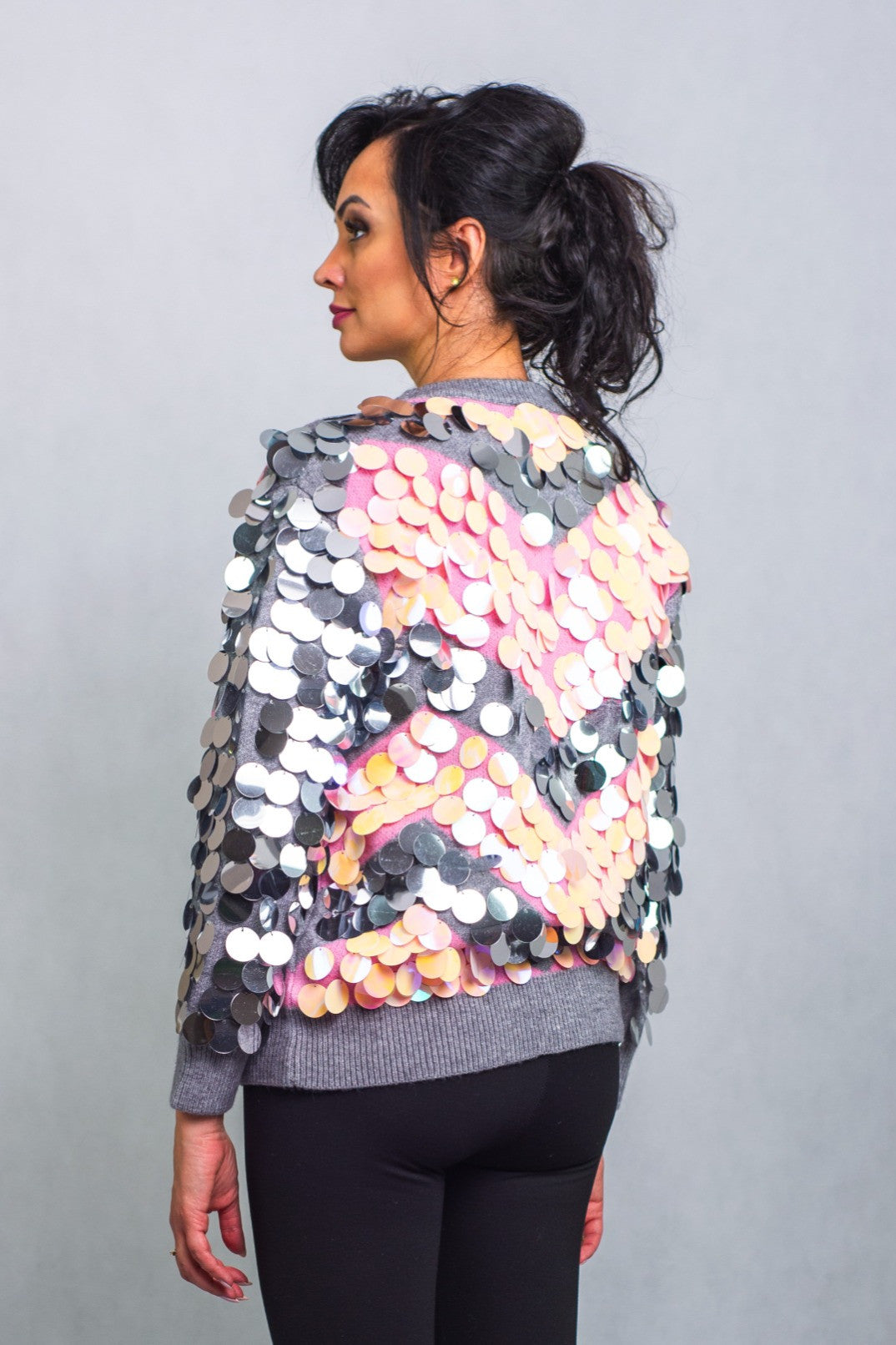 Sweter z Cekinami Szary