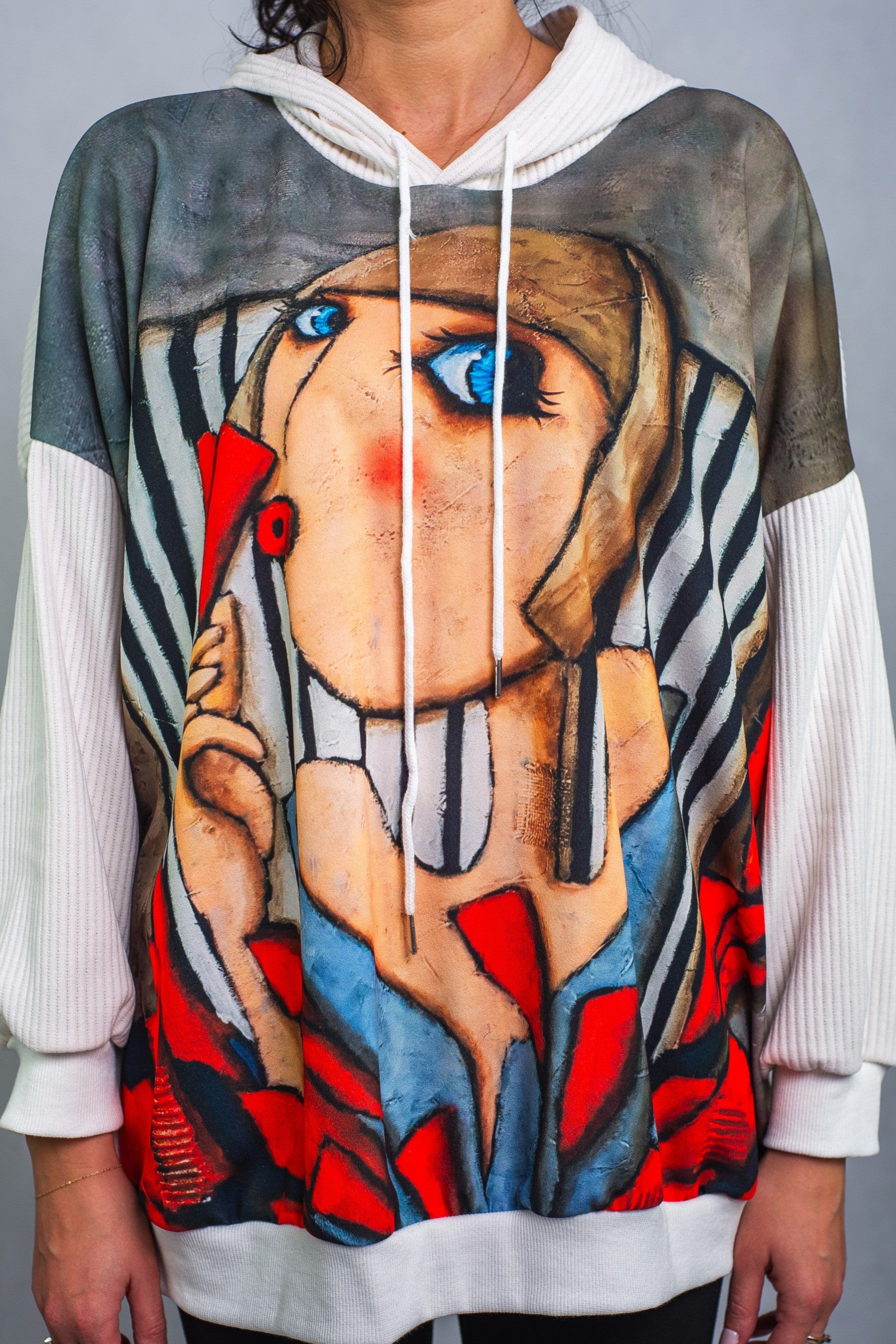 Bluza z Nadrukiem i Kapturem Art