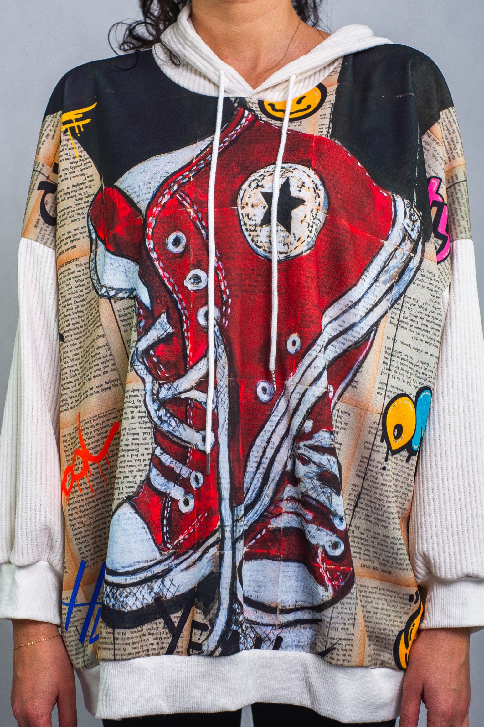 Bluza z Nadrukiem i Kapturem motyw Converse